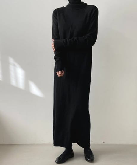 high-neck long knit dress /3color　FL2917