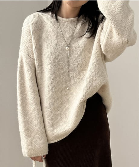 wax touch round neck knit /4color　FL3072