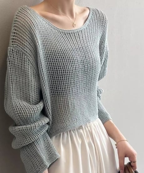 cropped mesh knit /4color　FL2628
