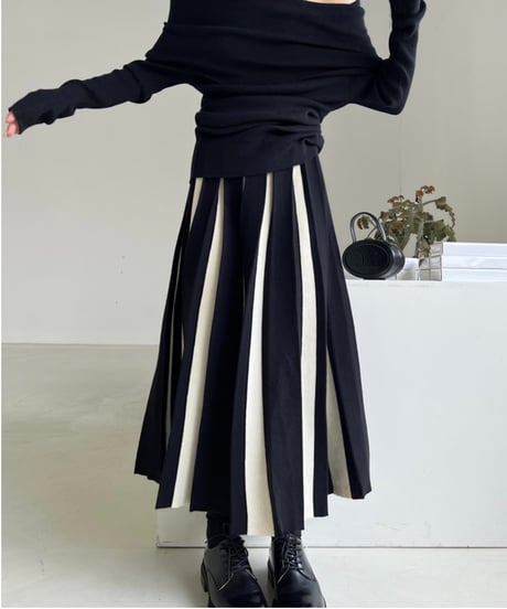 bicolor a-line ambrella skirt/ 2color　FL3143
