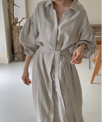 waist-marked volume sleeve dress /2color　FL2005