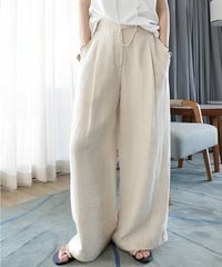 linen blend pleated pants /2color　FL2016