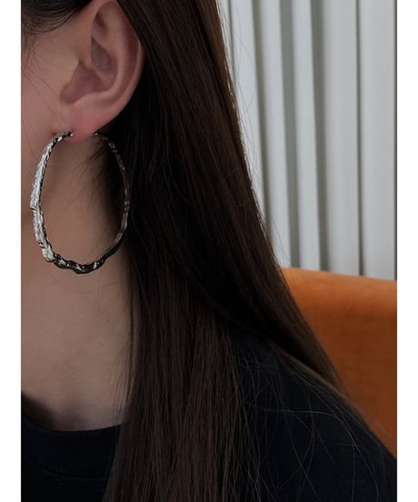 texture hoop earrings /2color　FL2348