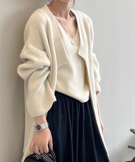 knit cardigan & camisole ensemble /4color　FL3071