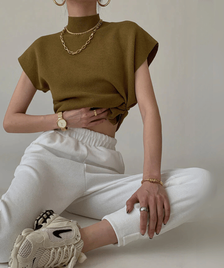 simple half-neck t-shirt /3color　FL3333
