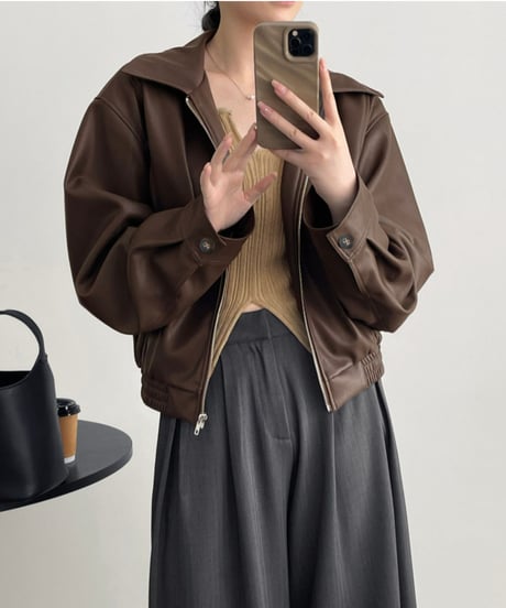 short leather jacket /2color　FL2808
