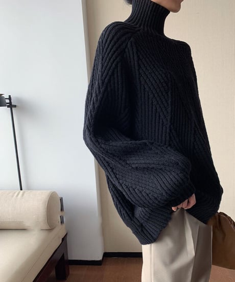 turtle neck loose knit /2color　FL3135