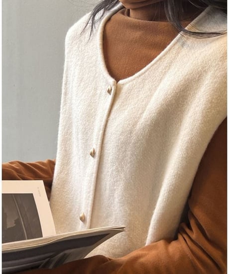 collarless knit vest /6color　FL2932