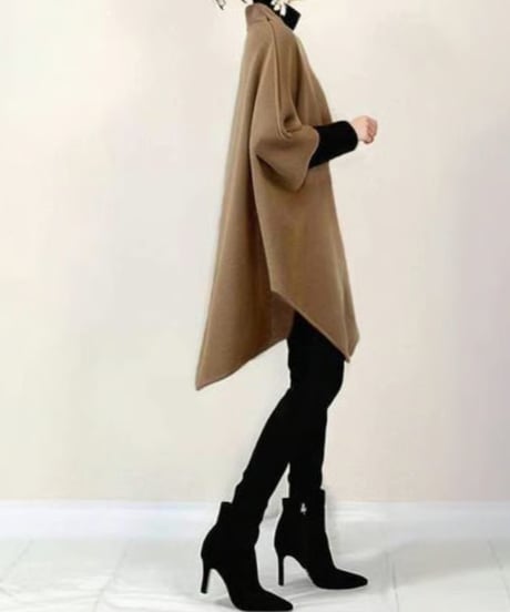 asymmetric zip cape coat　FL3534