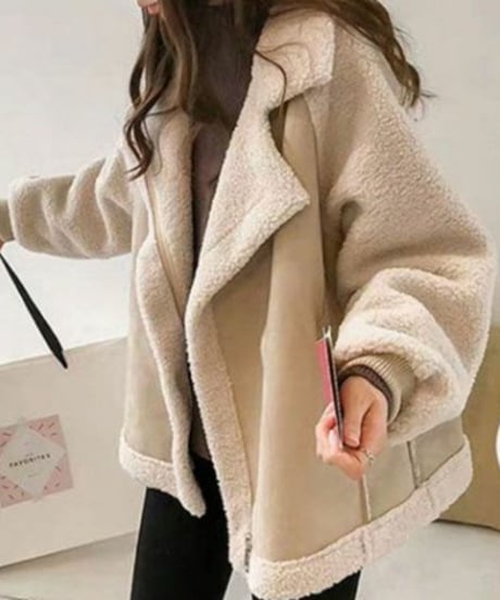 suede style boa jacket /2color　FL3145