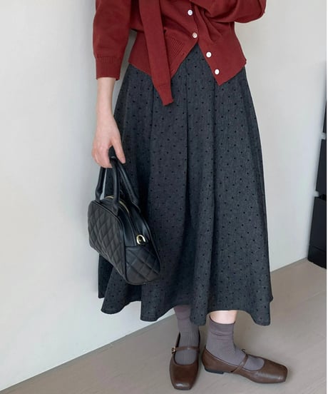 polka-dot pleated skirt /2color　FL2852