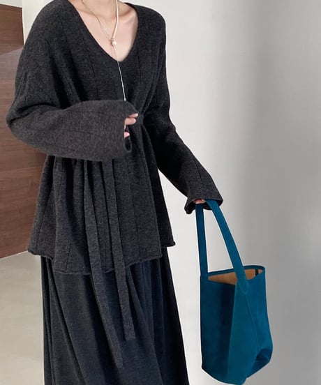 wool loose knit w/belt /2color　FL2940