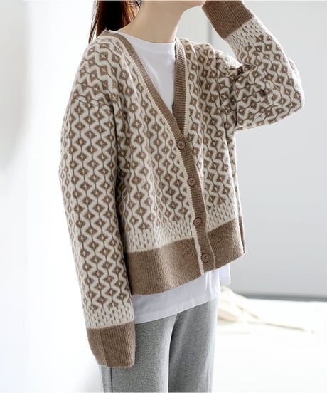 v-neck knit cardigan　FL2577