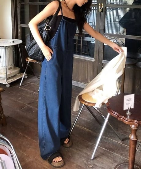 narrow strap denim overalls　FL3433