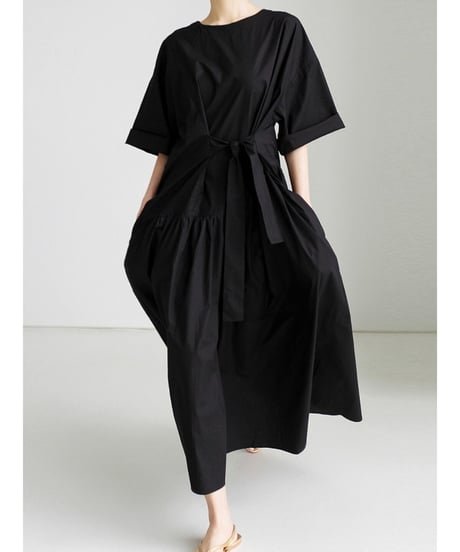 waist mark half sleeve dress /2color　FL2028