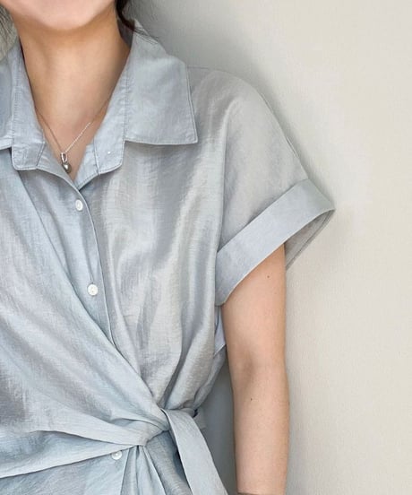 waist wrap linen shirt blouse /2color　FL3629