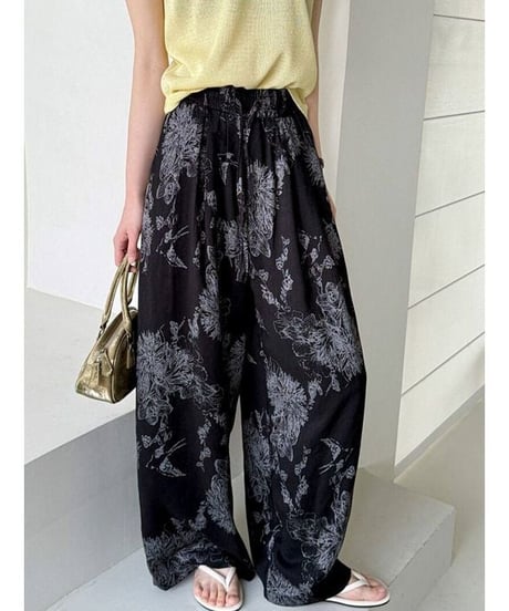 botanical printed wide pants /2color　FL3653