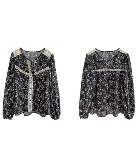 petite floral lace blouse　FL2188