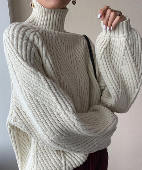 turtle neck loose knit /2color　FL3135