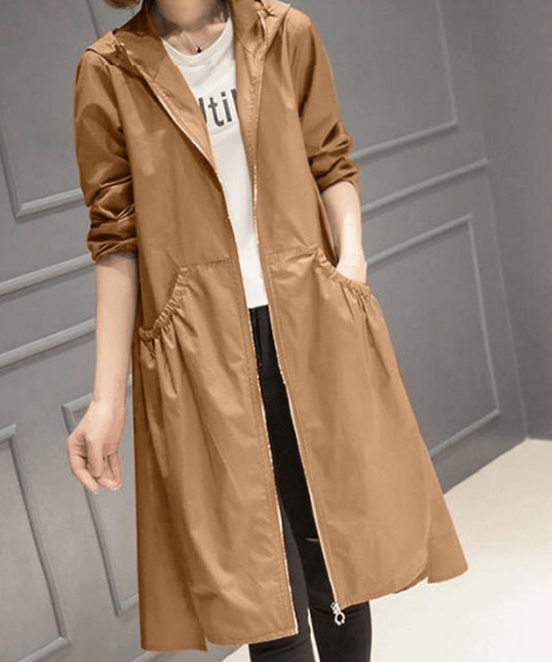 hooded flare long light coat /5color FL3593 | F