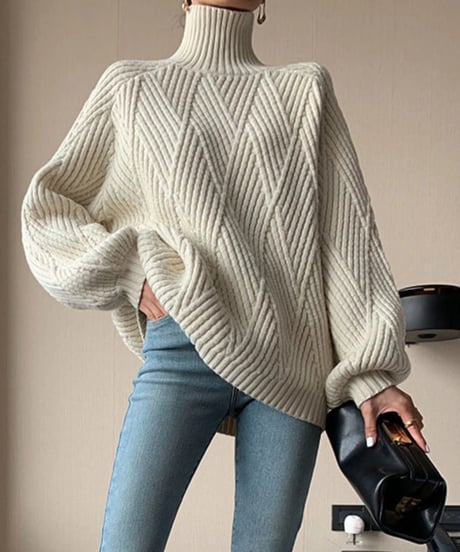 turtle neck loose knit /2color　FL3135