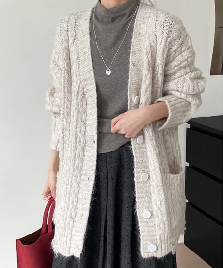 cable knit long cardigan /2color　FL2840