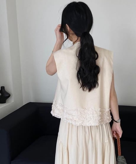 frilled hem vest /2color　FL3363