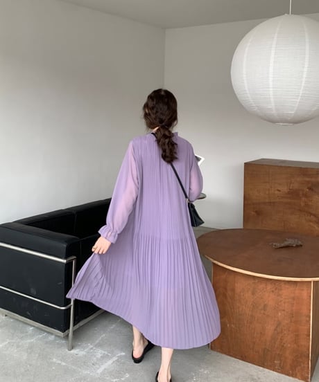 purple pleated chiffon op　FL2180
