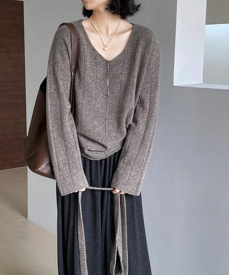 wool loose knit w/belt /2color　FL2940