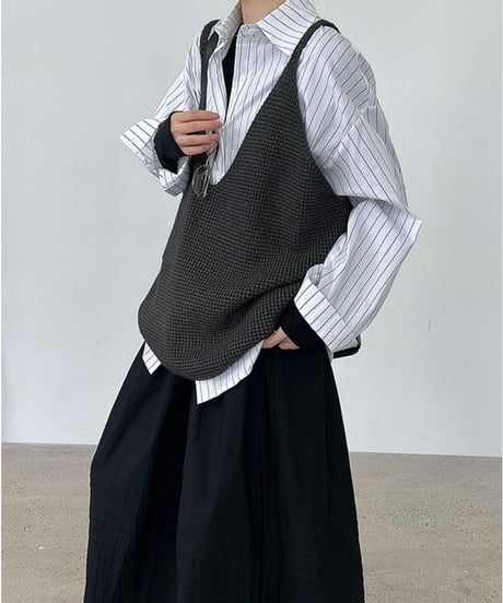 deep v-neck knit vest /3color　FL3473