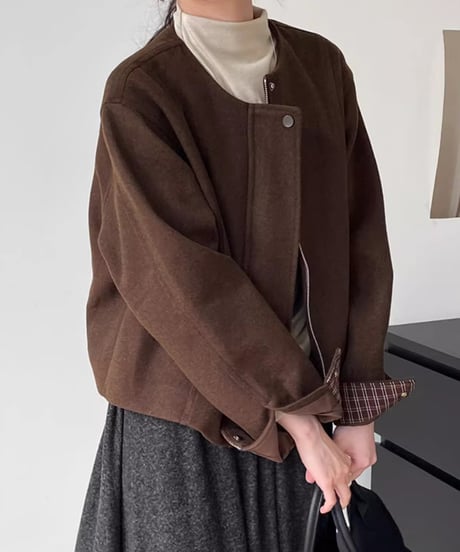 hiyoku collarless jacket /3color　FL2879