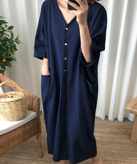slimming dress scott linen shirt　FL2133