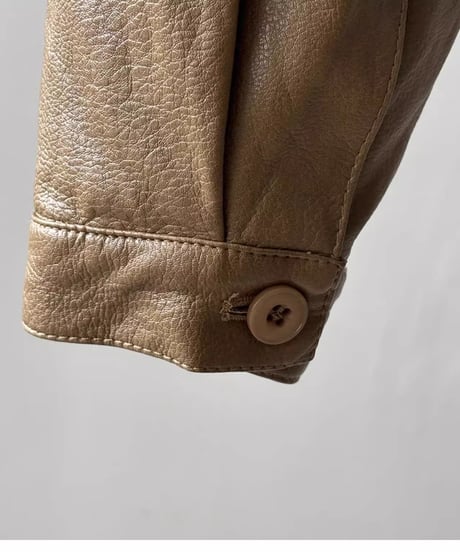 collarless pu leather jacket /2color　FL2814