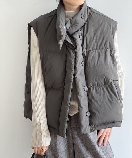 wide quilt down vest /4color　FL3046