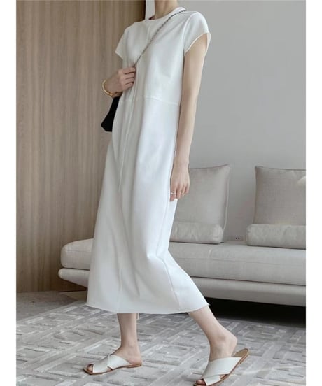 center seam back slit dress /2color　FL2043