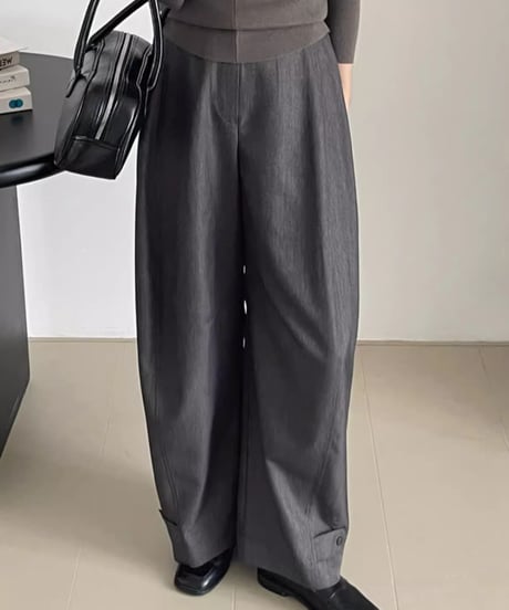 hem button 2way wide pants /2color　FL2764