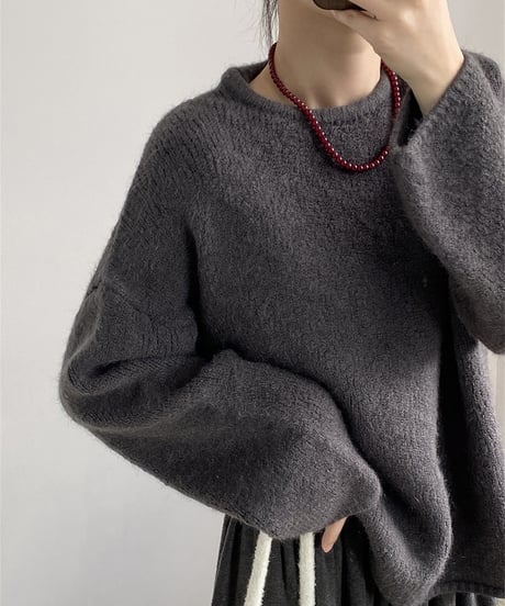 wax touch round neck knit /4color　FL3072
