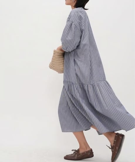 bowtie open collar striped o/p　FL3359