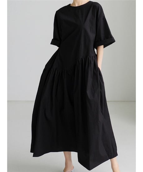 waist mark half sleeve dress /2color　FL2028
