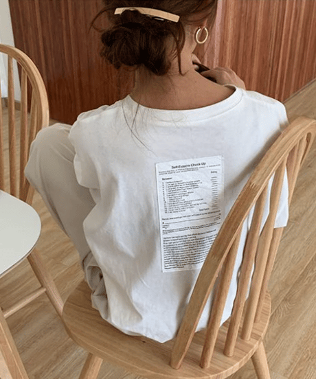 back logo sticker t-shirt　FL2570