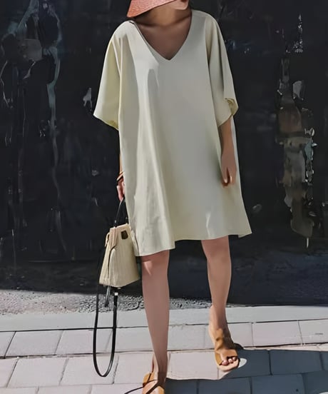 cotton linen relaxed dress /3color　FL3384