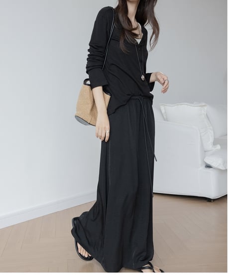 drawstring long skirt/2color　FL3300