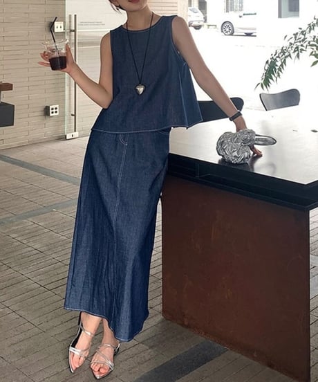 sleeveless long skirt a-line set　FL2416