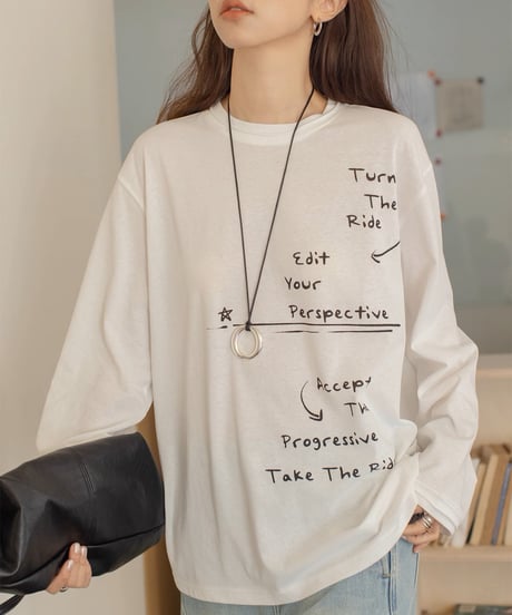 letter print long sleeve t-shirt　FL3325