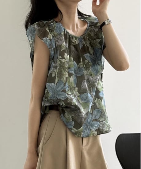 ruffle sleeve floral blouse　FL3410