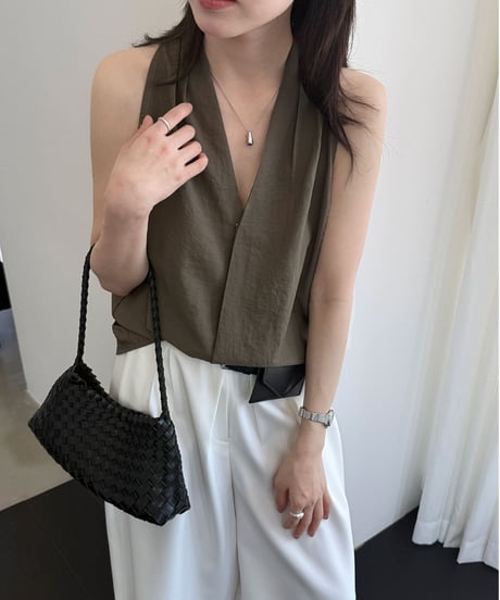 sleeveless wrap drape blouse vest/３color　FL3645