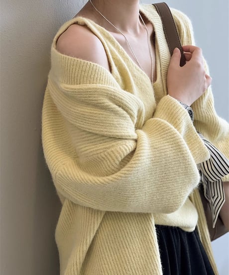 knit cardigan & camisole ensemble /4color　FL3071