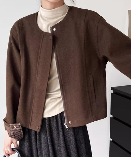 hiyoku collarless jacket /3color　FL2879