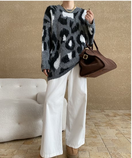 leopard print knit /2color　FL3049