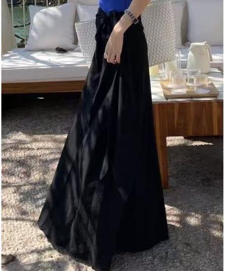 waist ribbon wrap skirt /6color　FL3405